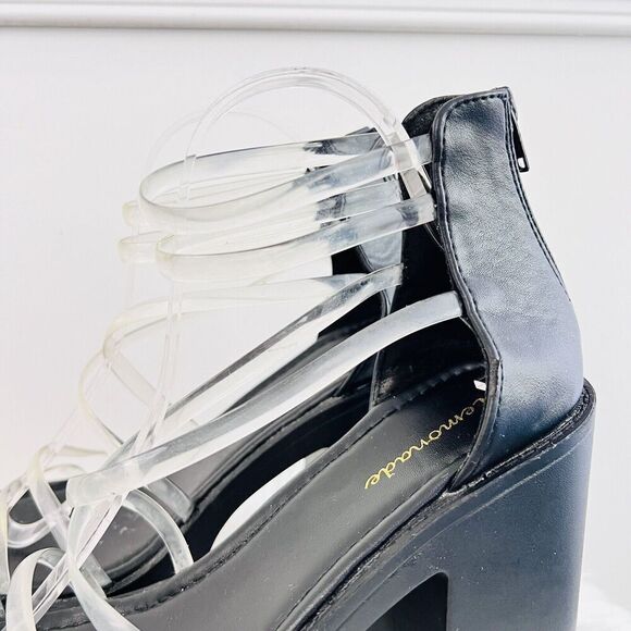 🎉Clearance🎉Lemonade Black Strappy Platform Sandals Shoes Concert Cosplay ~ 10 - Picture 4 of 8
